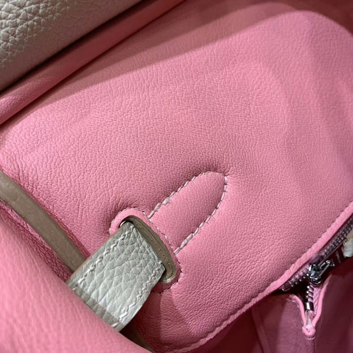 エルメス・バーキン専門店 H品 HERMES バーキン35 パーソナルオーダー ブルーグラシエ/ピンク トゴ シルバー金具 BC016 バーキン35 人気 - 画像 (2)