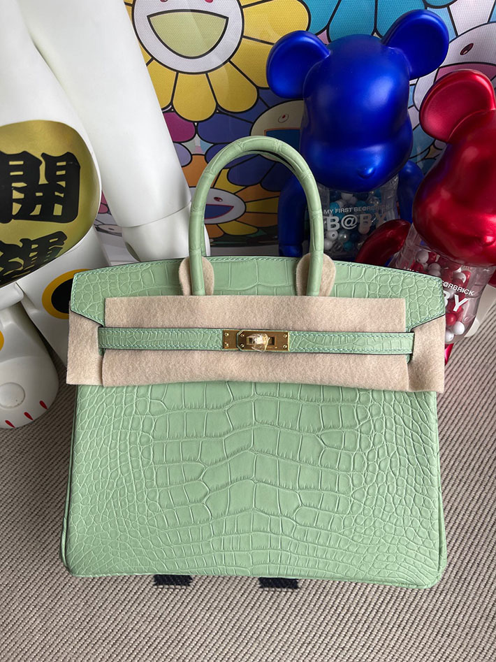 エルメス・バーキン専門店 H品 HERMES バーキン25 ヴェールドー クロコダイル ニロティカス ゴールド金具 BZ019 バーキン25 クロコ コピー - 画像 (5)
