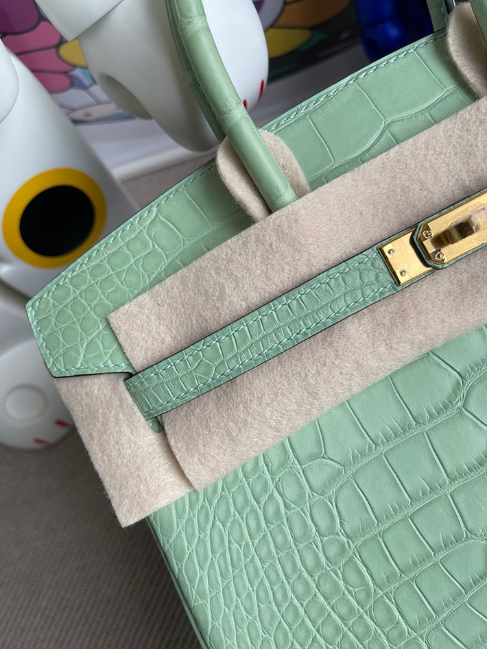 エルメス・バーキン専門店 H品 HERMES バーキン25 ヴェールドー クロコダイル ニロティカス ゴールド金具 BZ019 バーキン25 クロコ コピー - 画像 (4)