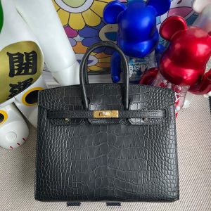 バーキン25 クロコ 黒