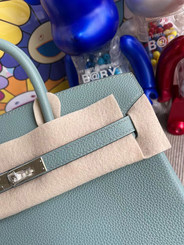 エルメス・バーキン専門店 H品 HERMES バーキン25 シエル トゴ シルバー金具 BZ025 バーキン25 定価 - 画像 (4)