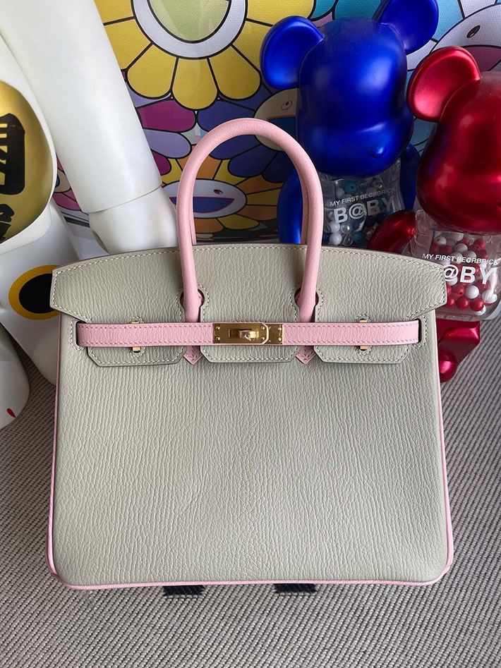 エルメス・バーキン専門店 H品 HERMES バーキン25 トゥルティエールグレー/ピンク シェブルミゾル ゴールド金具 BZ028 エルメス バーキン25 人気色 - 画像 (5)