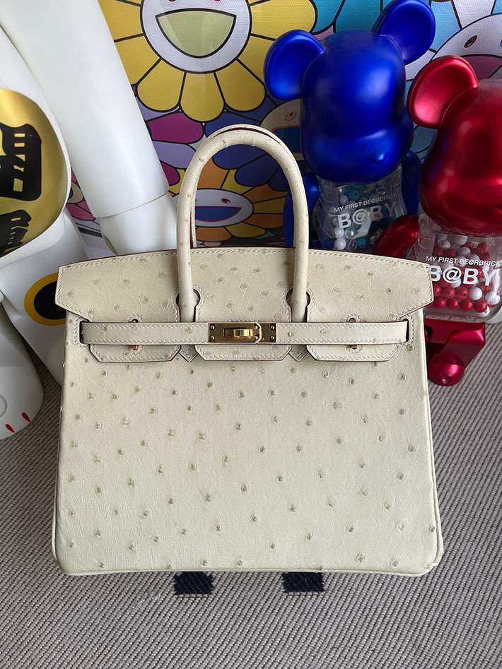 エルメス・バーキン専門店 H品 HERMES バーキン25 パルシュマン オーストリッチ ゴールド金具 BZ029 エルメス オーストリッチ バッグ - 画像 (5)