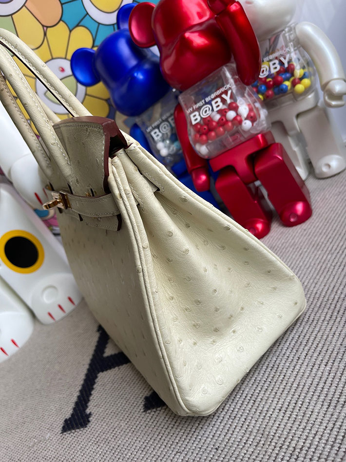エルメス・バーキン専門店 H品 HERMES バーキン25 パルシュマン オーストリッチ ゴールド金具 BZ029 エルメス オーストリッチ バッグ - 画像 (4)